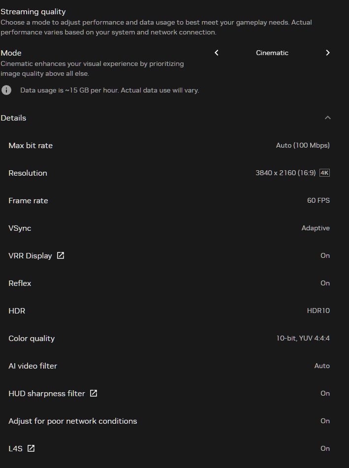 Cinematic Mode NVIDIA GeForce NOW